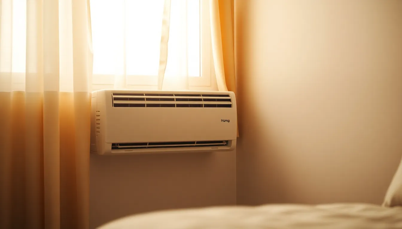 에어컨이 설치된 깔끔한 원룸 인테리어 이미지