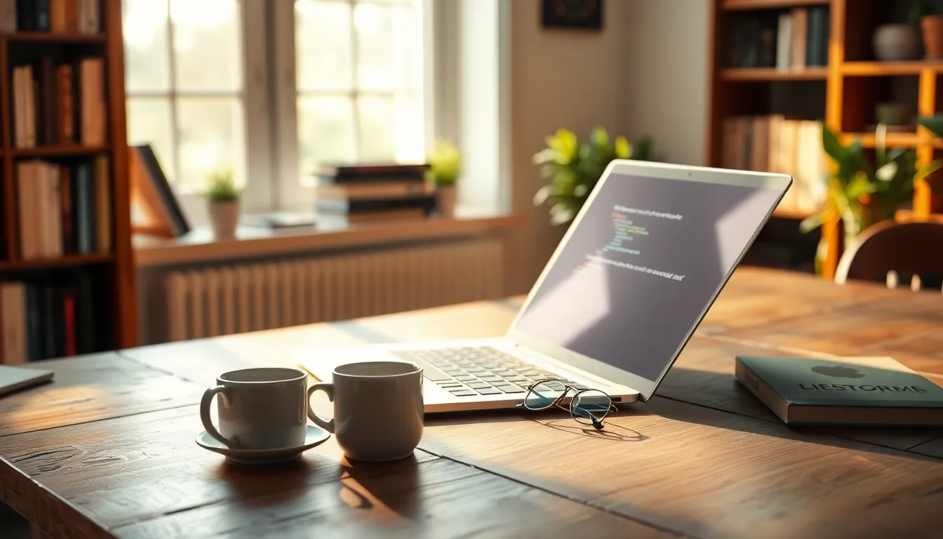 다양한 노트북 디스플레이와 작업 환경 예시