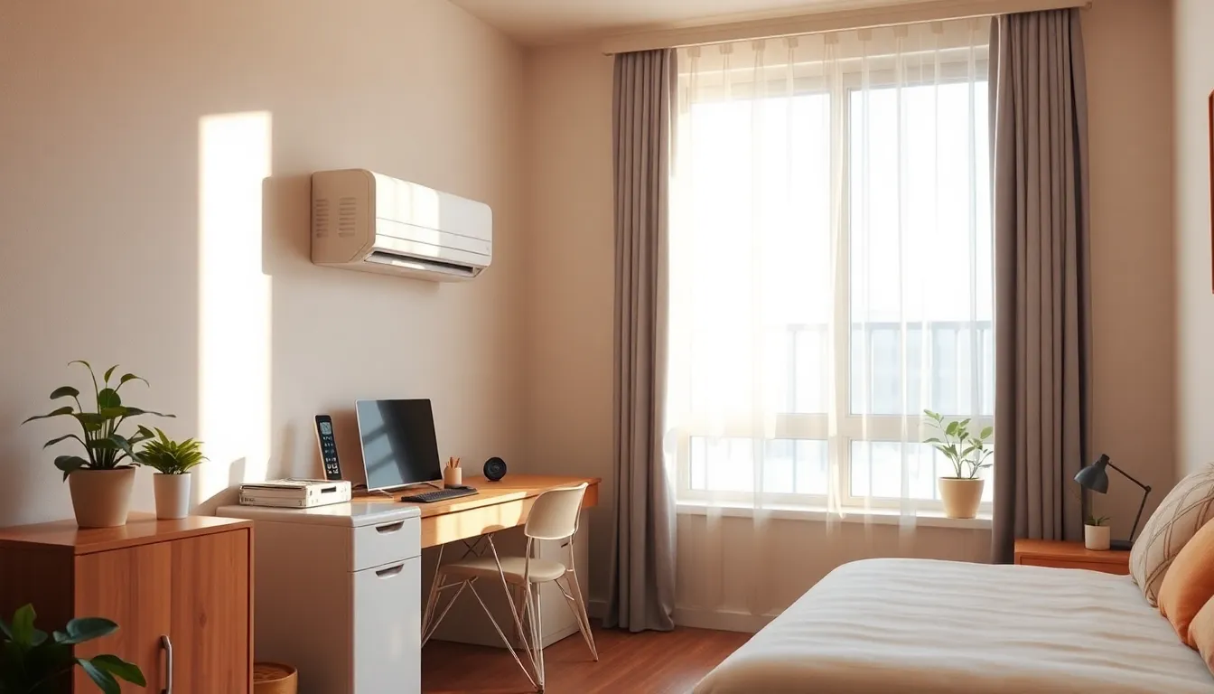 현대적인 원룸 내부의 에어컨
